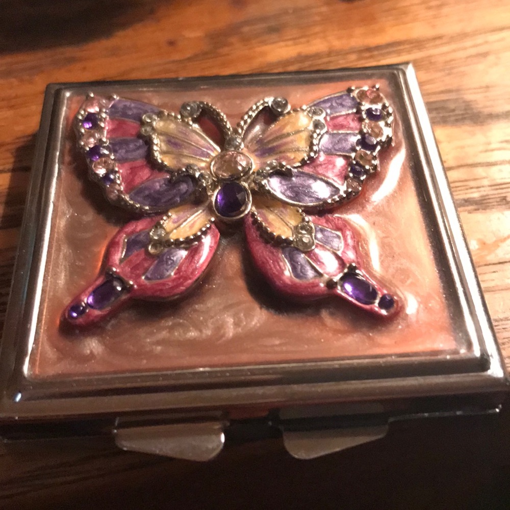 Jeweled dual pocket mirror